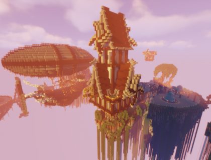 Vue aérienne Eopia, ville minecraft sur Station 47